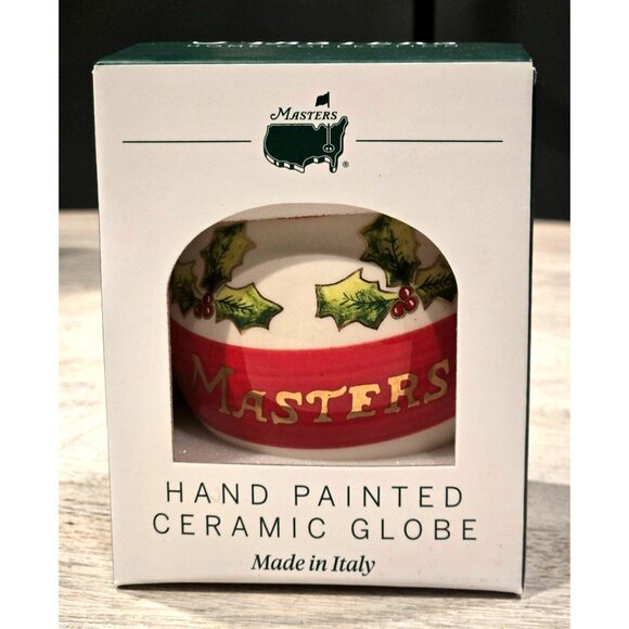 Masters Christmas Ornament 2025 Made in Italy Hand Painted Ceramic Globe w/Holl - Picture 2 of 6